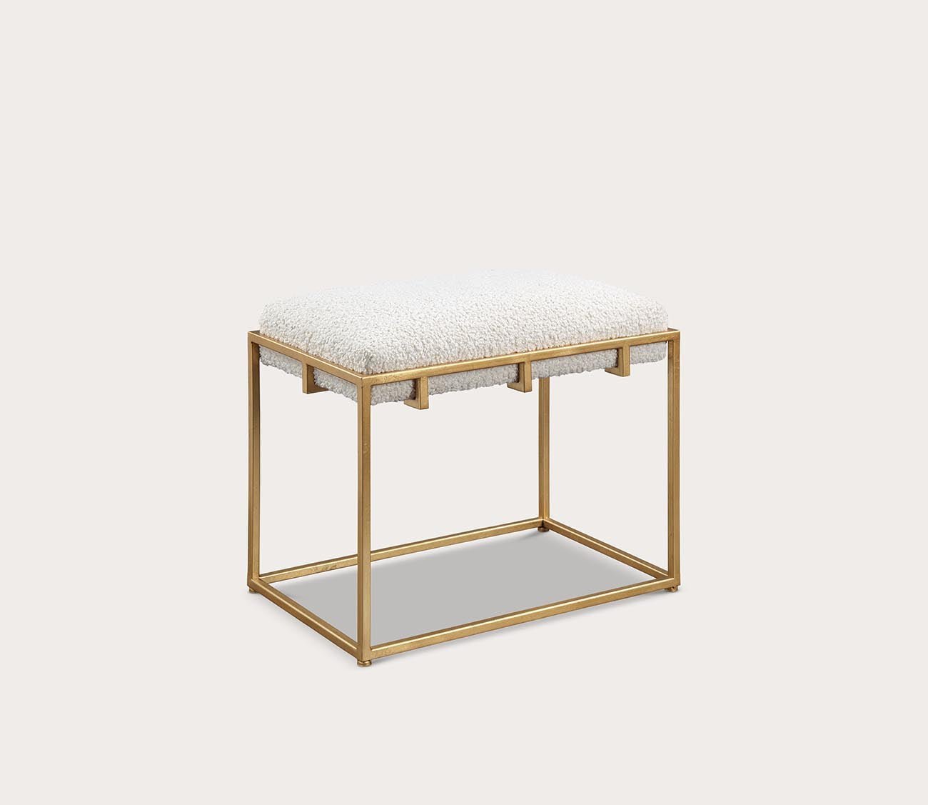Paradox Small Gold & White Shearling Bench by Uttermost