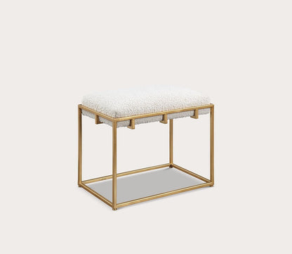 Paradox Small Gold & White Shearling Bench by Uttermost