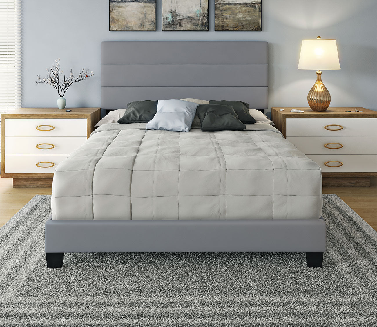 Parker Faux Leather Upholstered Platform Bed by Arkotec