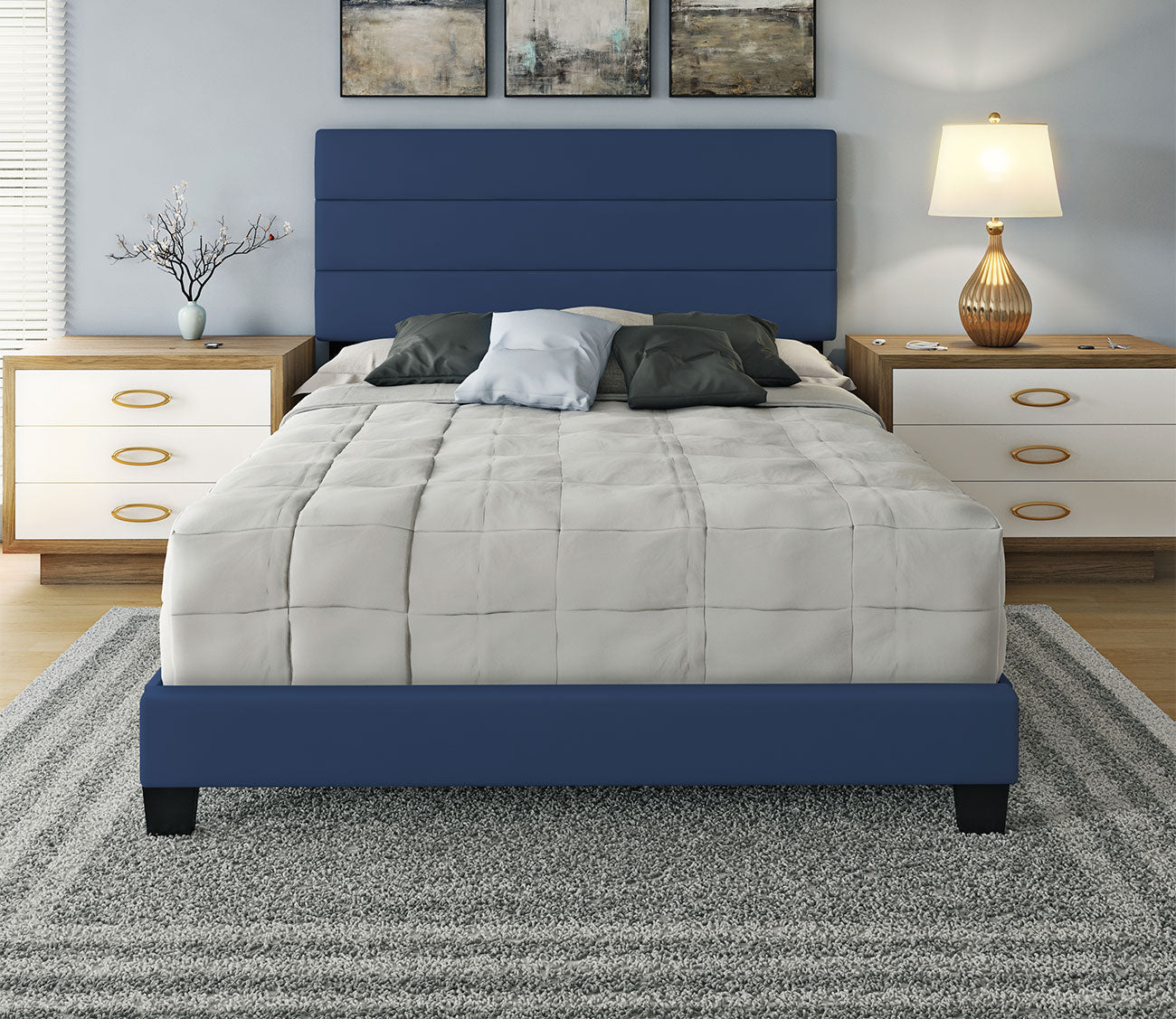 Parker Faux Leather Upholstered Platform Bed by Arkotec