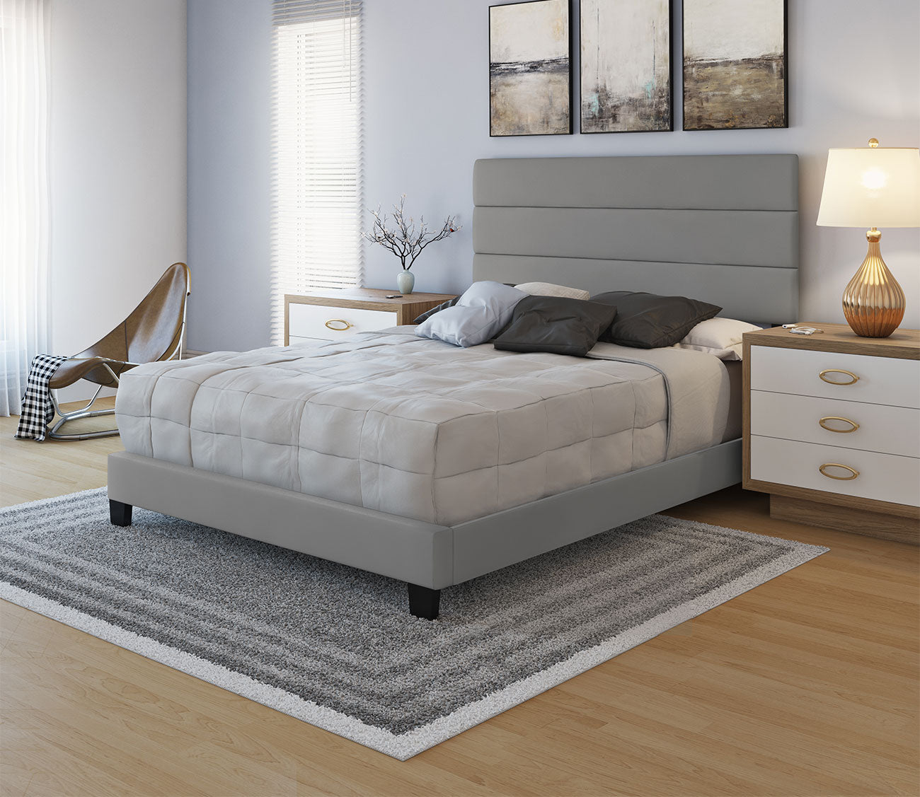 Parker Faux Leather Upholstered Platform Bed by Arkotec