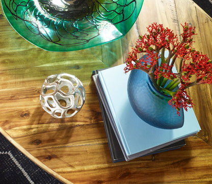 Parq Herringbone Acacia Wood Oval Coffee Table by Moe's Furniture