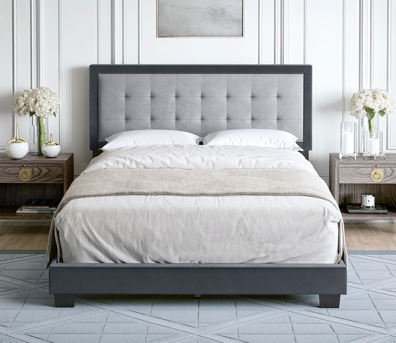 Patterson Tufted Velvet Upholstered Platform Bed by Arkotec
