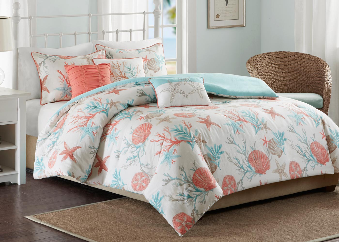 Pebble Beach Printed Cotton Sateen 6-Piece Duvet Cover Set