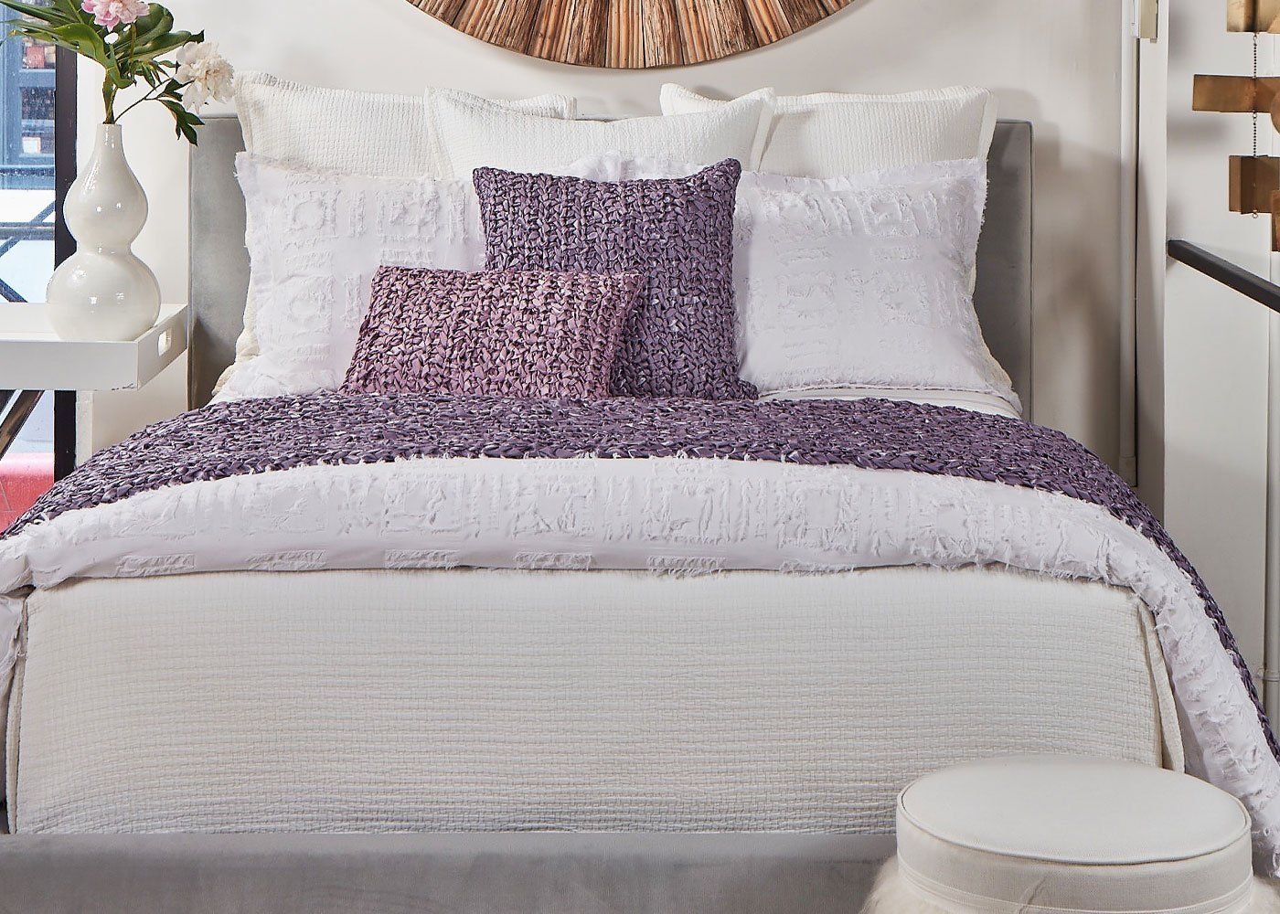 Pebble Cotton White Coverlet and Euro Sham Set