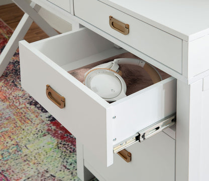 Peggy White 4-Drawer Side Storage Writing Desk by Linon