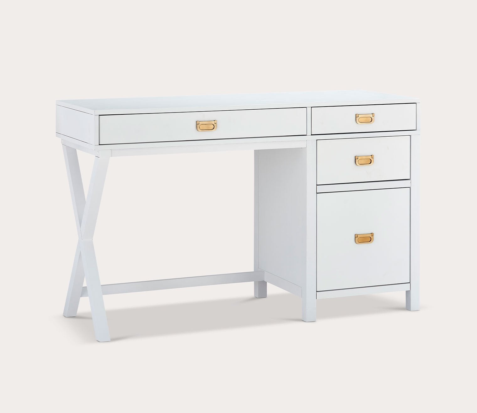 Peggy White 4-Drawer Side Storage Writing Desk by Linon