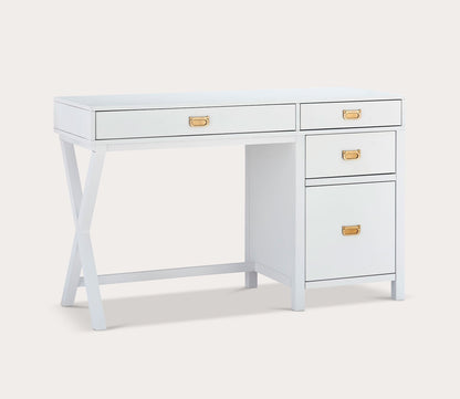 Peggy White 4-Drawer Side Storage Writing Desk by Linon