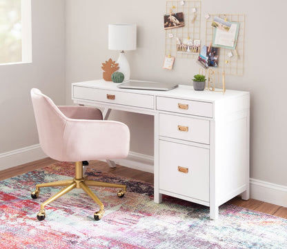 Peggy White 4-Drawer Side Storage Writing Desk by Linon