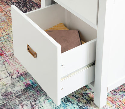 Peggy White 4-Drawer Side Storage Writing Desk by Linon