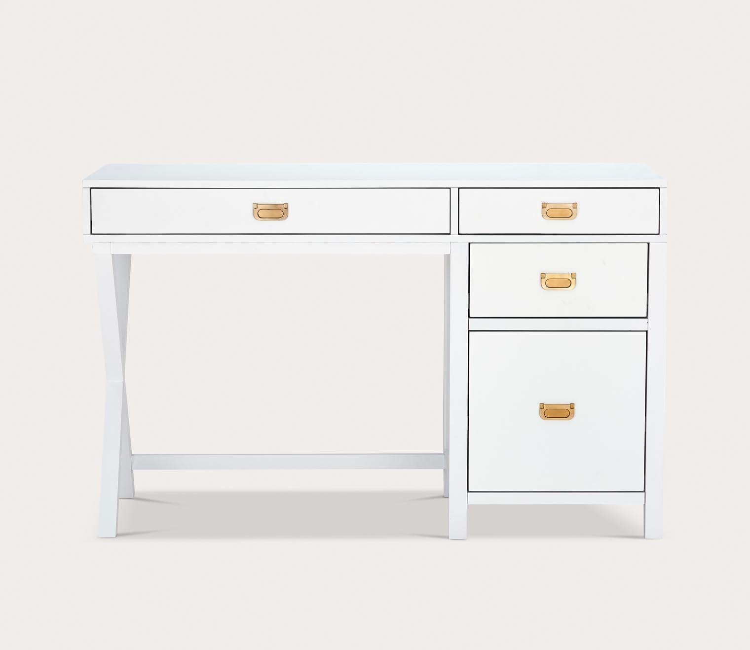 Peggy White 4-Drawer Side Storage Writing Desk by Linon