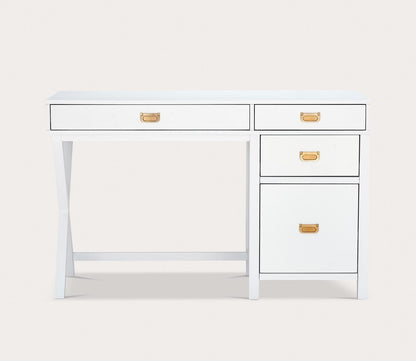 Peggy White 4-Drawer Side Storage Writing Desk by Linon