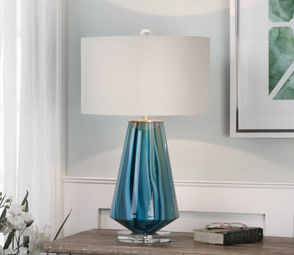 Pescara Teal Gray Glass Table Lamp by Uttermost