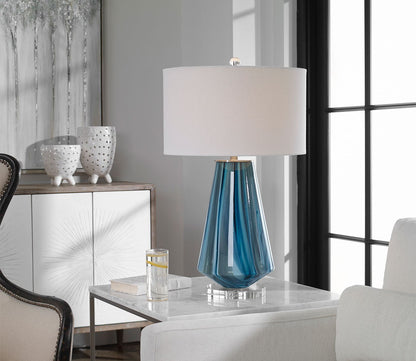 Pescara Teal Gray Glass Table Lamp by Uttermost