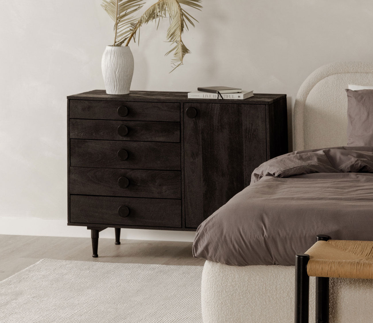 Phoenix Charcoal Mango Wood Multi-Drawer Dresser