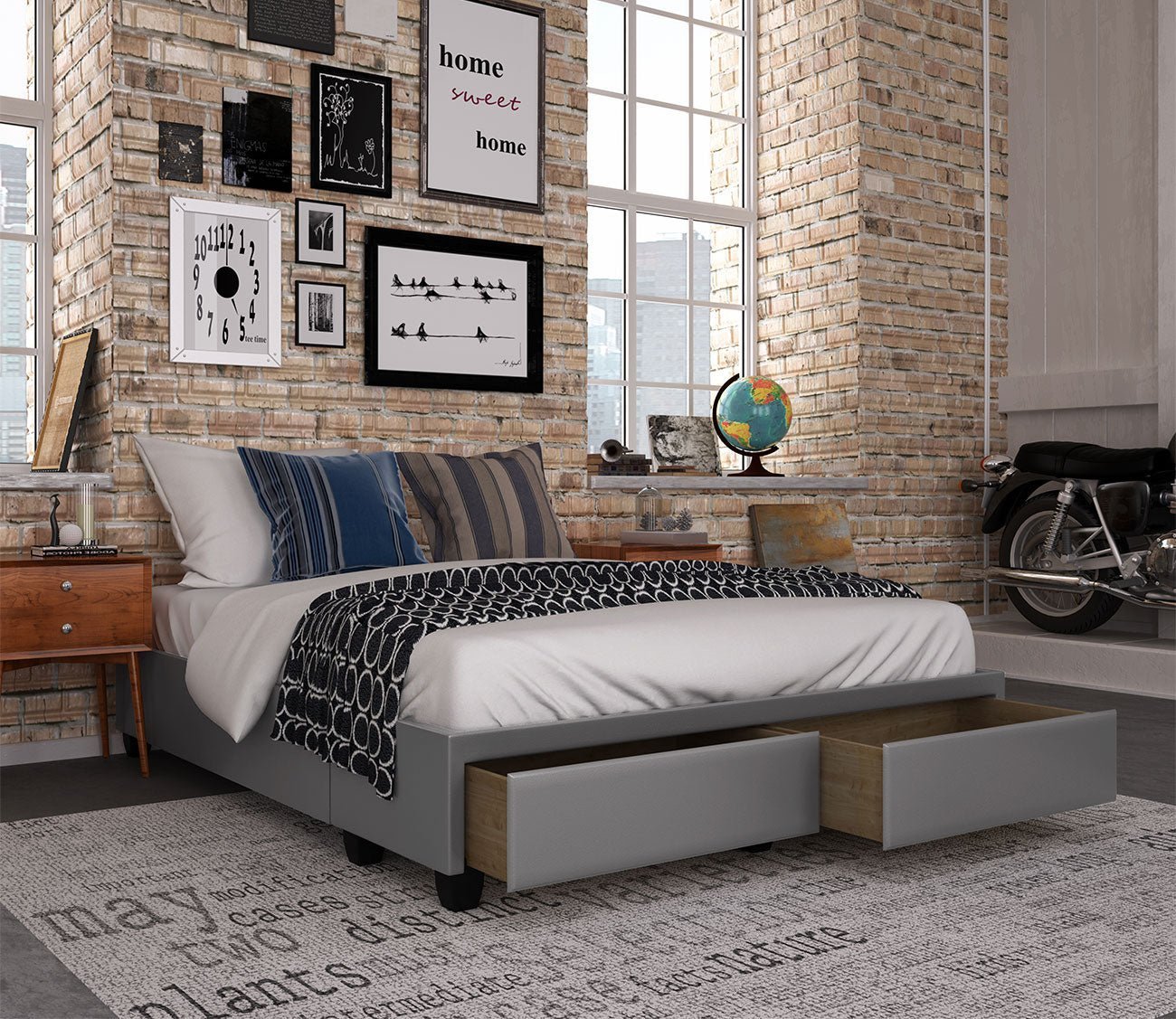 Piazza Faux Leather Platform Storage Bed Base by Arkotec