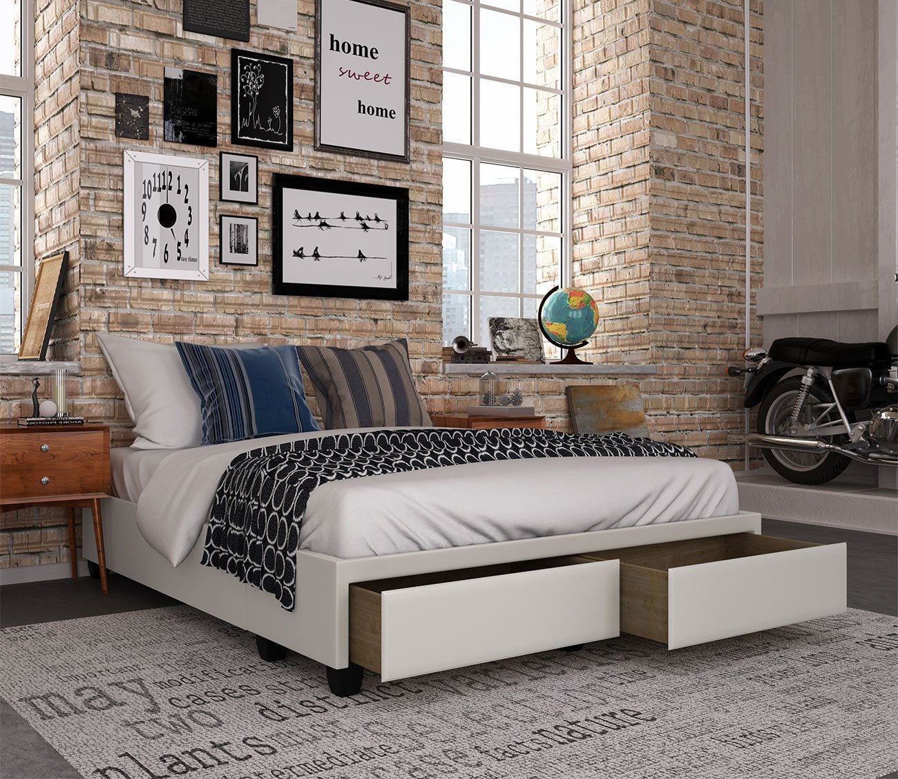 Piazza Faux Leather Platform Storage Bed Base by Arkotec