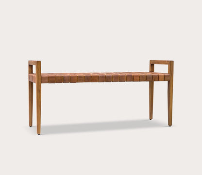 Plait Woven Leather Bench by Uttermost