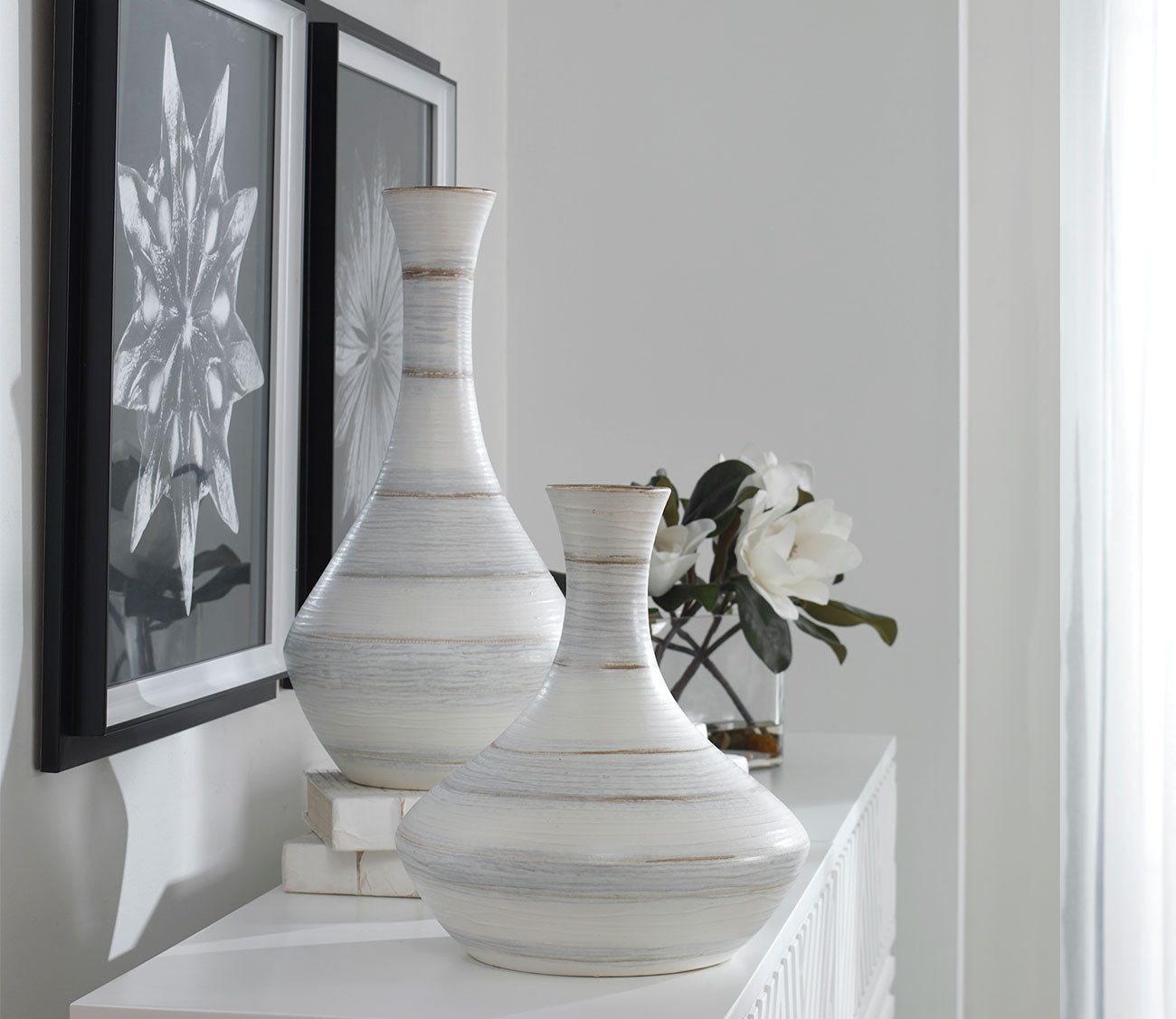 Potter Fluted Striped Vases Set of 2