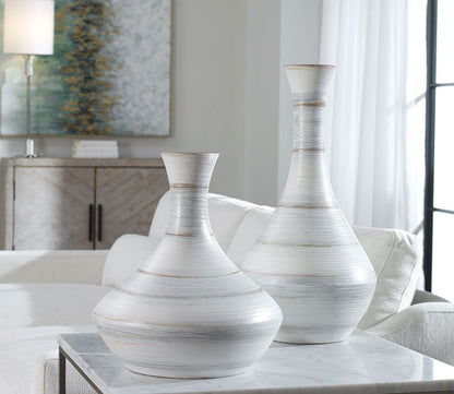 Potter Fluted Striped Vases Set of 2 by Uttermost
