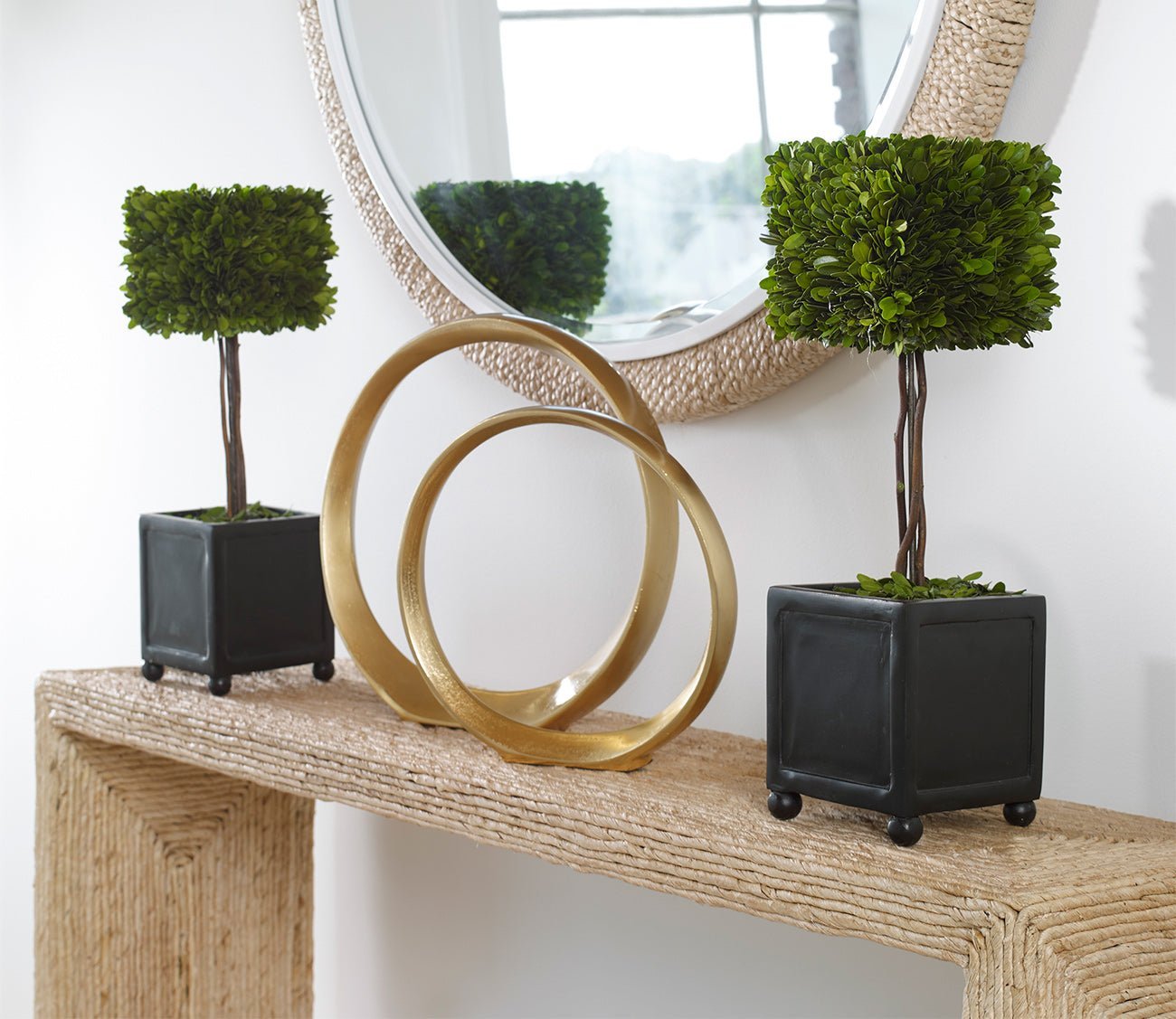 Preserved Boxwood Square Topiaries Set of 2