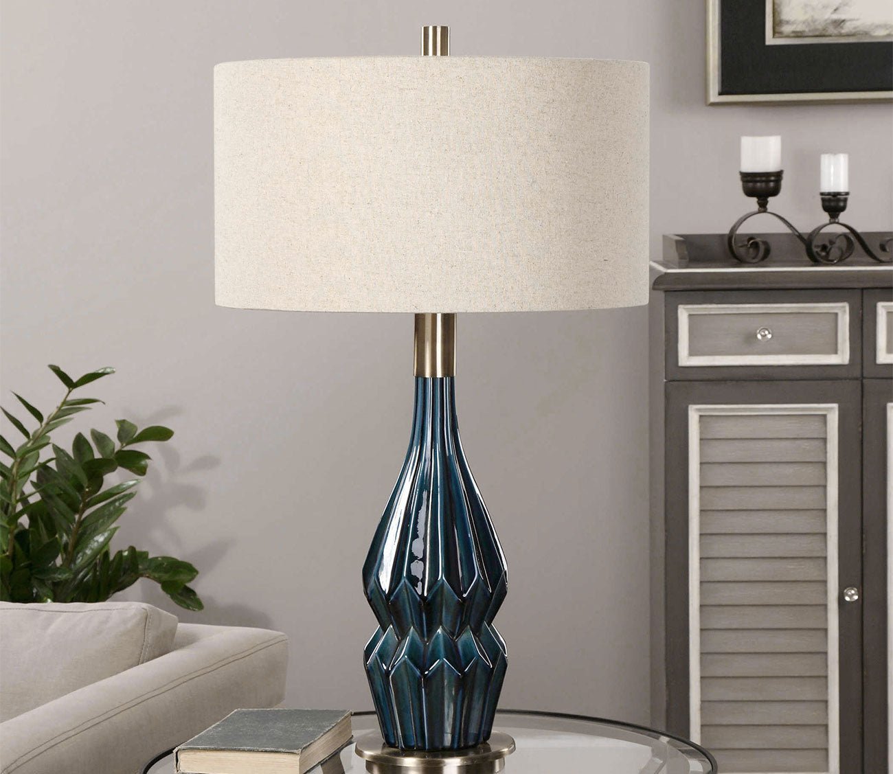 Prussian Blue Ceramic Table Lamp