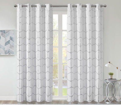 Raina Metallic Print Total Blackout Grommet Top Curtain Panel by Intelligent Design