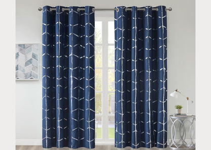 Raina Metallic Print Total Blackout Grommet Top Curtain Panel by Intelligent Design