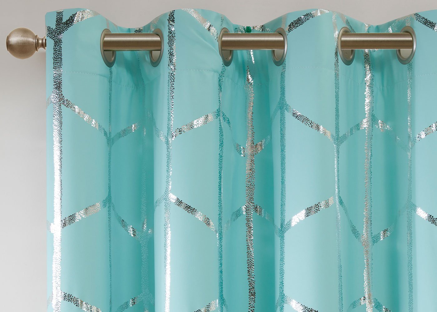Raina Metallic Print Total Blackout Grommet Top Curtain Panel by Intelligent Design