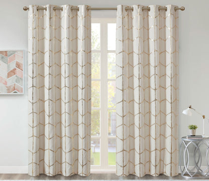 Raina Metallic Print Total Blackout Grommet Top Curtain Panel by Intelligent Design