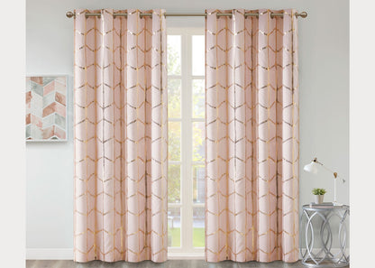 Raina Metallic Print Total Blackout Grommet Top Curtain Panel by Intelligent Design