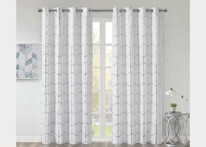 Raina Metallic Print Total Blackout Grommet Top Curtain Panel by Intelligent Design