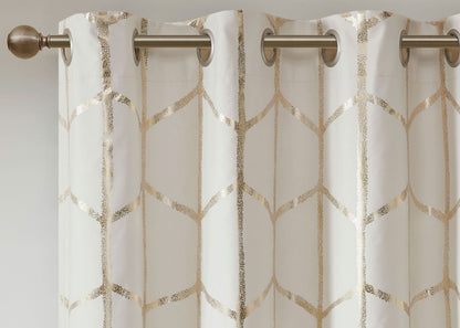 Raina Metallic Print Total Blackout Grommet Top Curtain Panel by Intelligent Design