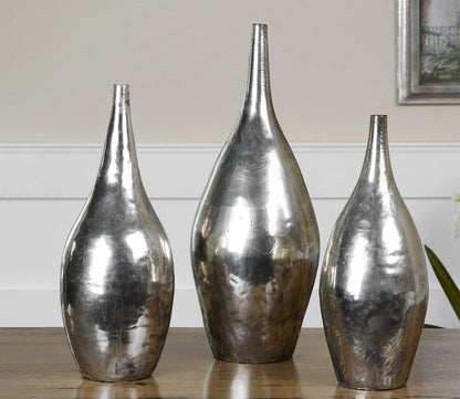 Rajata Silver Vases Set of 3 by Uttermost
