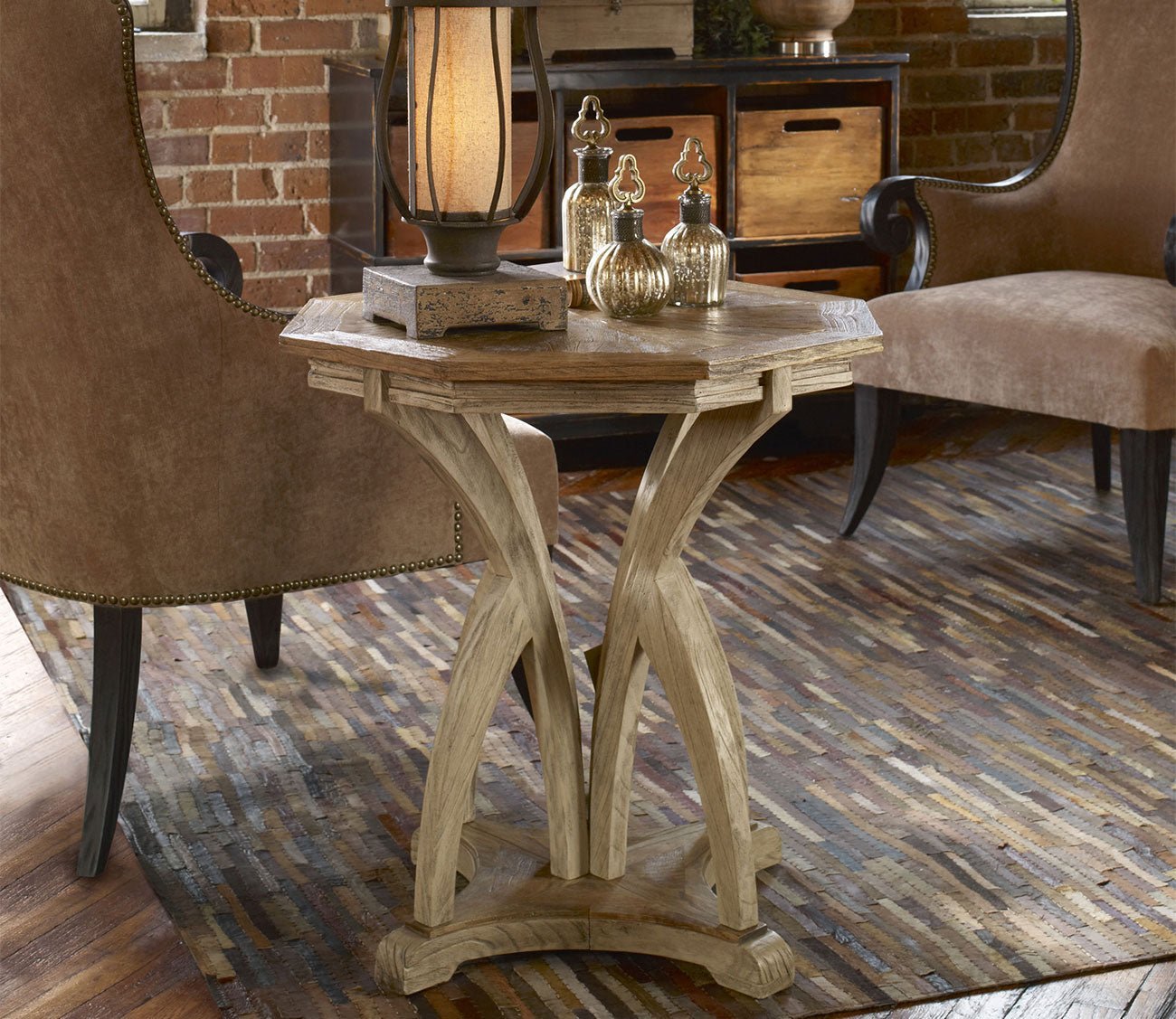 Ranen Aged White Side Table