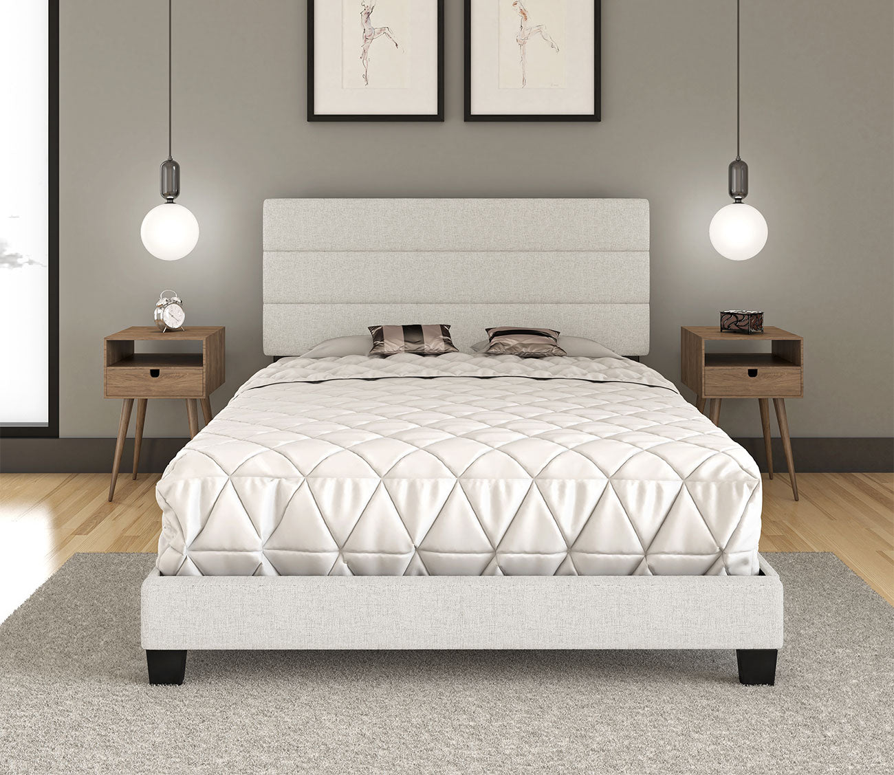Reading Linen Fabric Upholstered Platform Bed by Arkotec