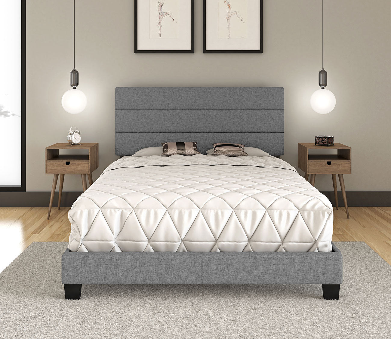 Reading Linen Fabric Upholstered Platform Bed by Arkotec