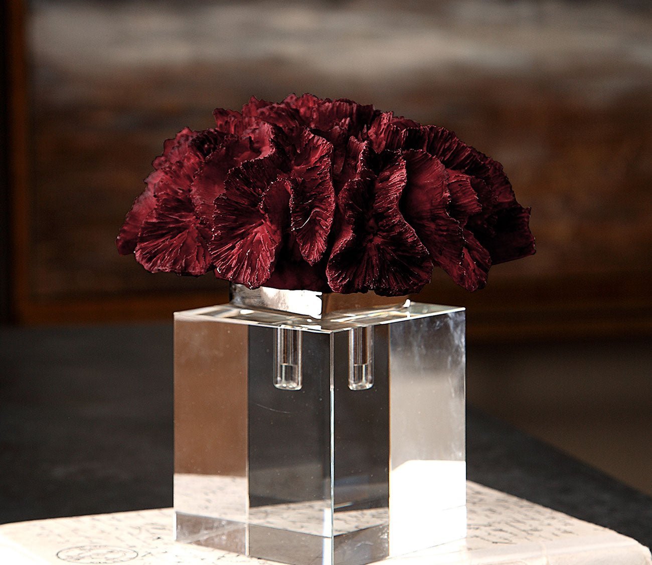 Red Coral Cluster Sculpture