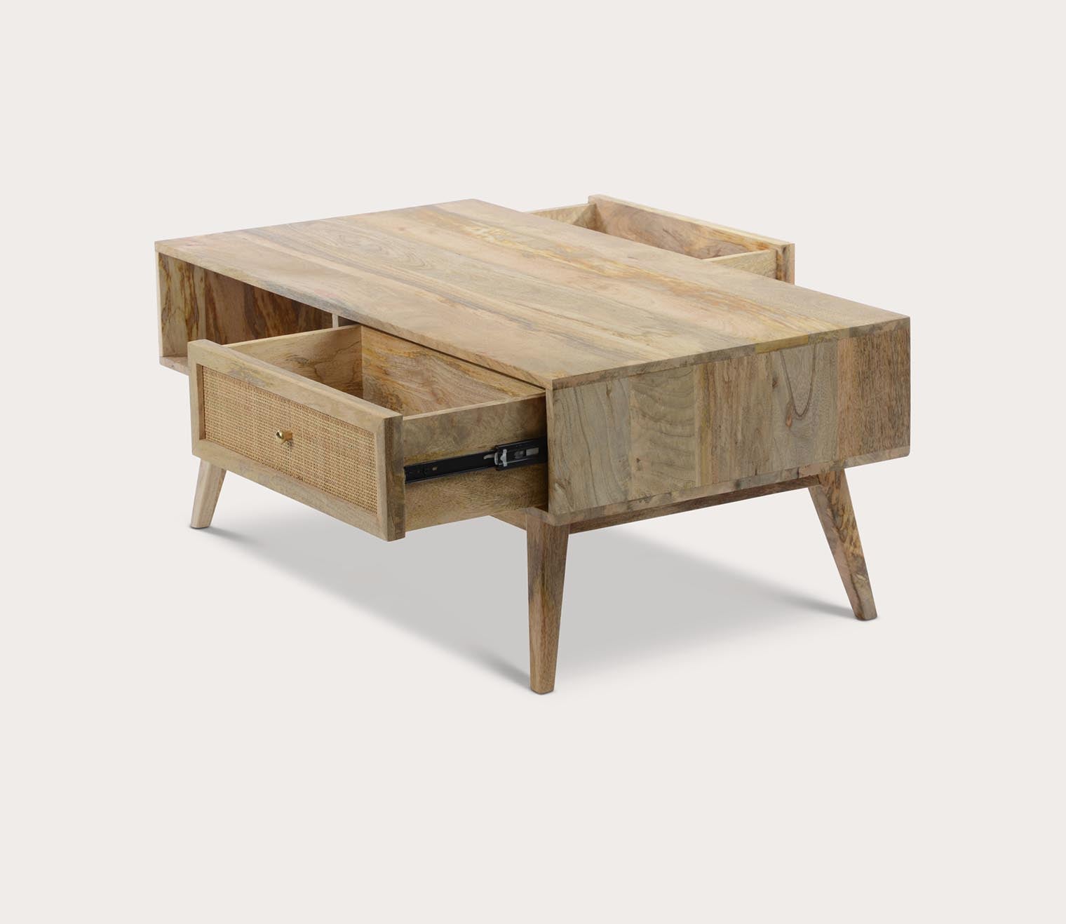 Reed Mango Wood Cane Drawer Coffee Table by Moe's Furniture