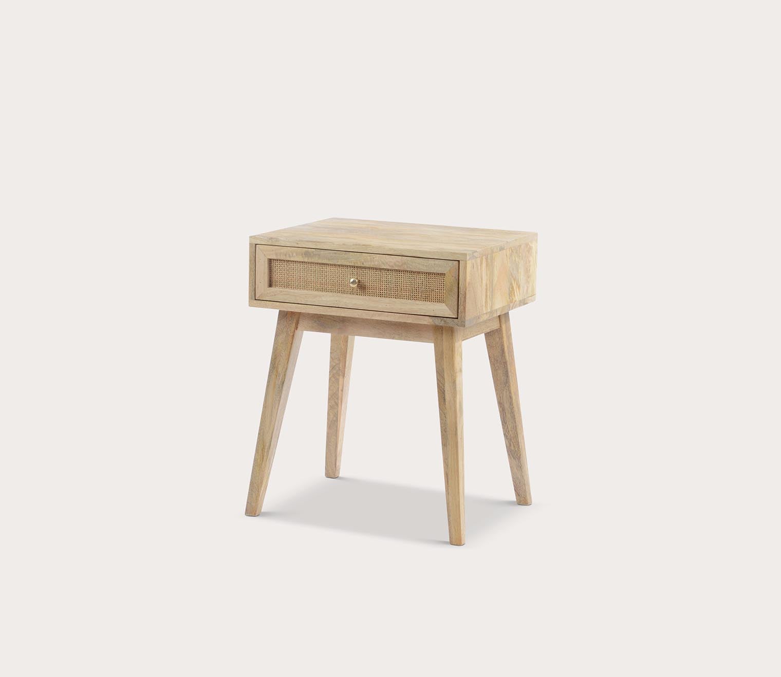 Reed Mango Wood Cane Drawer Side Table by Moe's Furniture