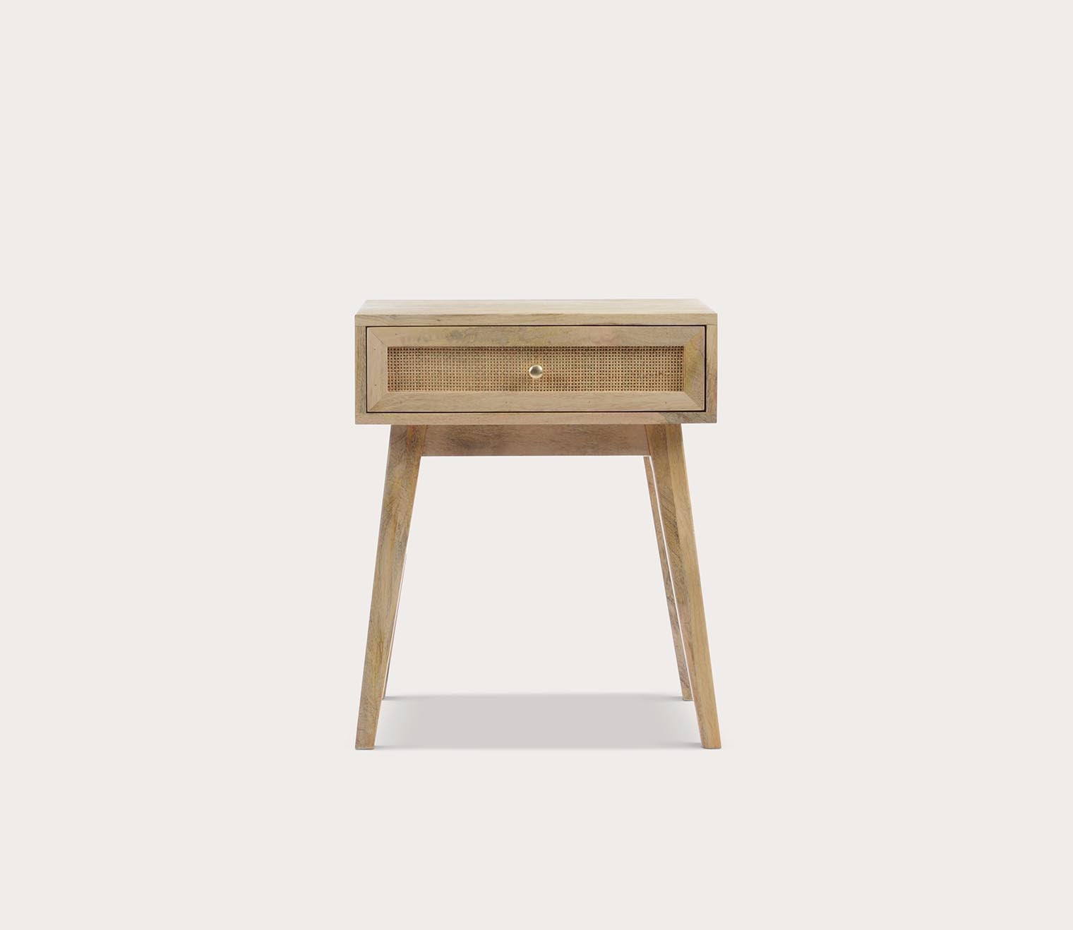 Reed Mango Wood Cane Drawer Side Table by Moe's Furniture