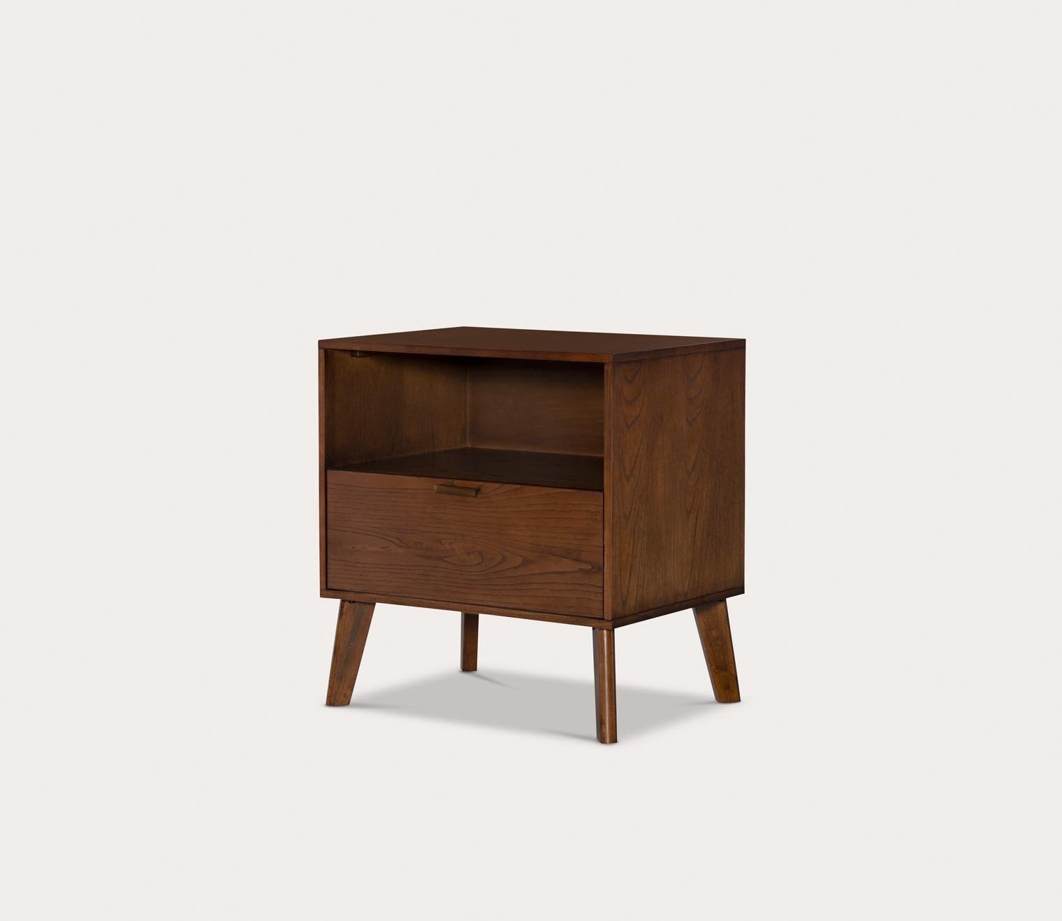 Reid Walnut Wood 1-Drawer Nightstand