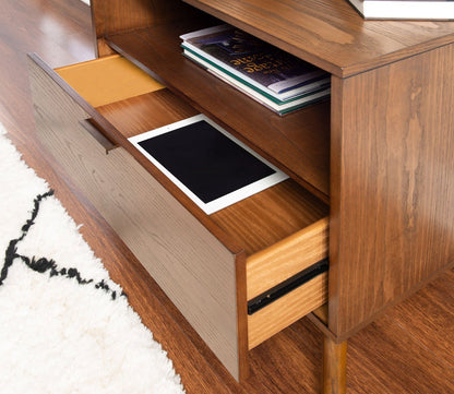 Reid Walnut Wood 1-Drawer Nightstand by Linon