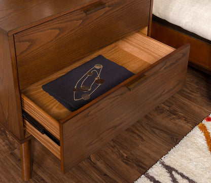 Reid Walnut Wood 2-Drawer Nightstand by Linon