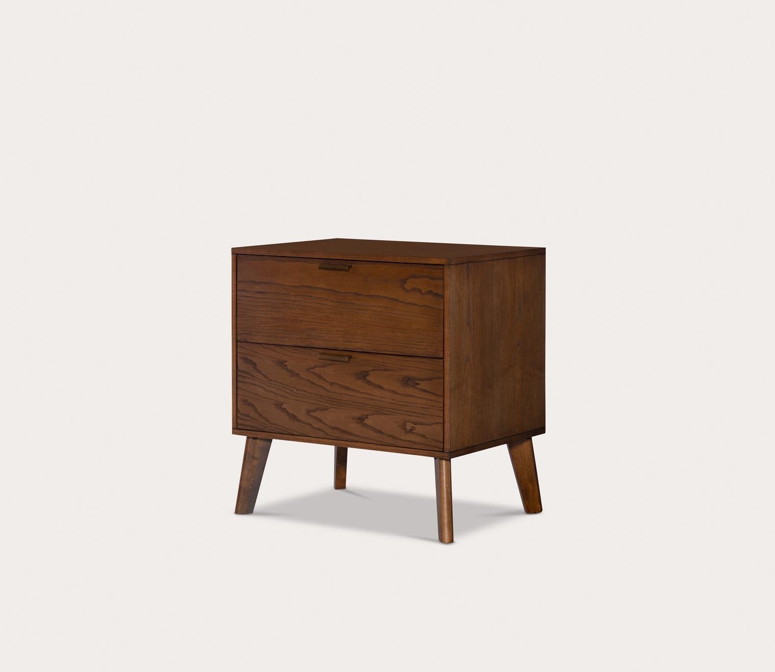 Reid Walnut Wood 2-Drawer Nightstand