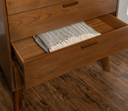 Reid Walnut Wood 4-Drawer Chest by Linon