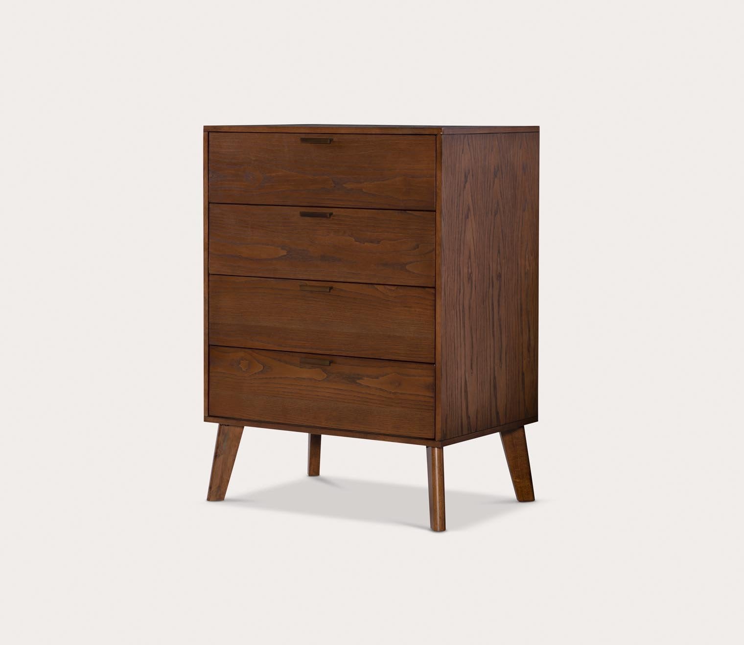 Reid Walnut Wood 4-Drawer Chest