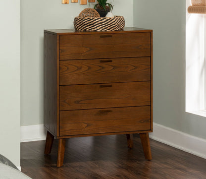 Reid Walnut Wood 4-Drawer Chest by Linon