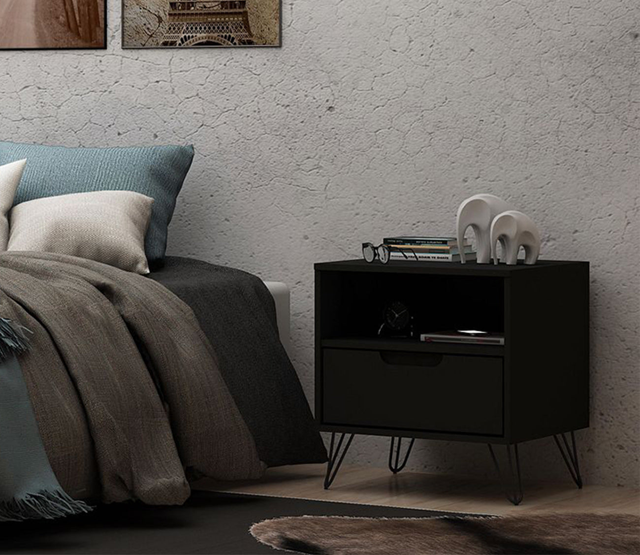 Rockefeller 1.0 1-Drawer Nightstand by Manhattan Comfort