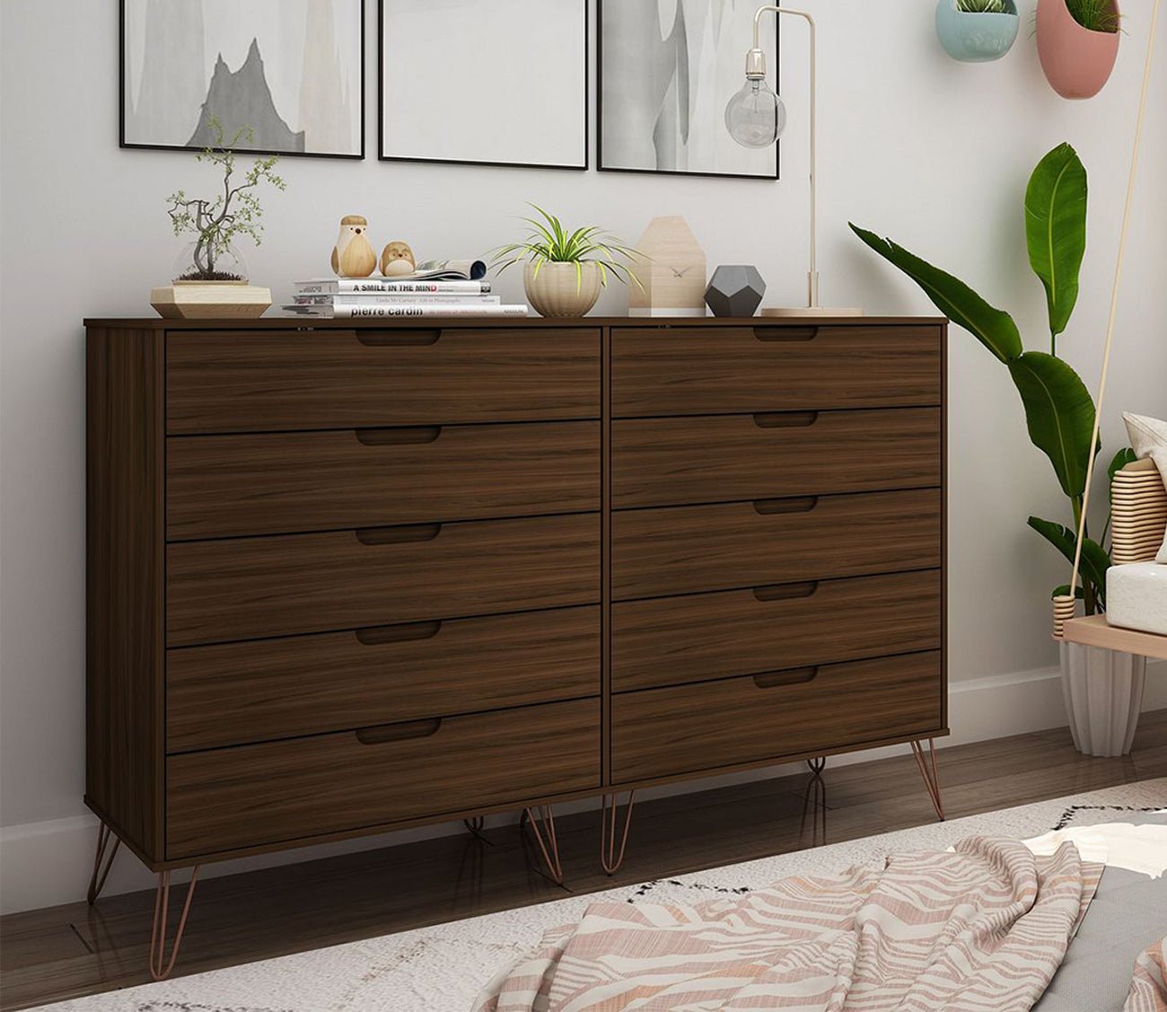 Rockefeller 10-Drawer Tall Double Dresser by Manhattan Comfort